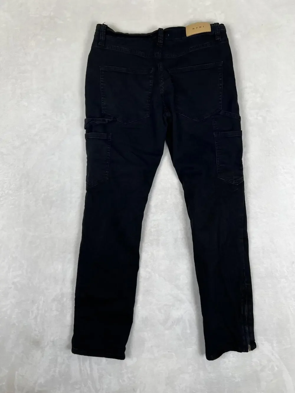 Mnml Double Knee Carpenter Jeans Mens 30x30 Black Ankle Zip Pants